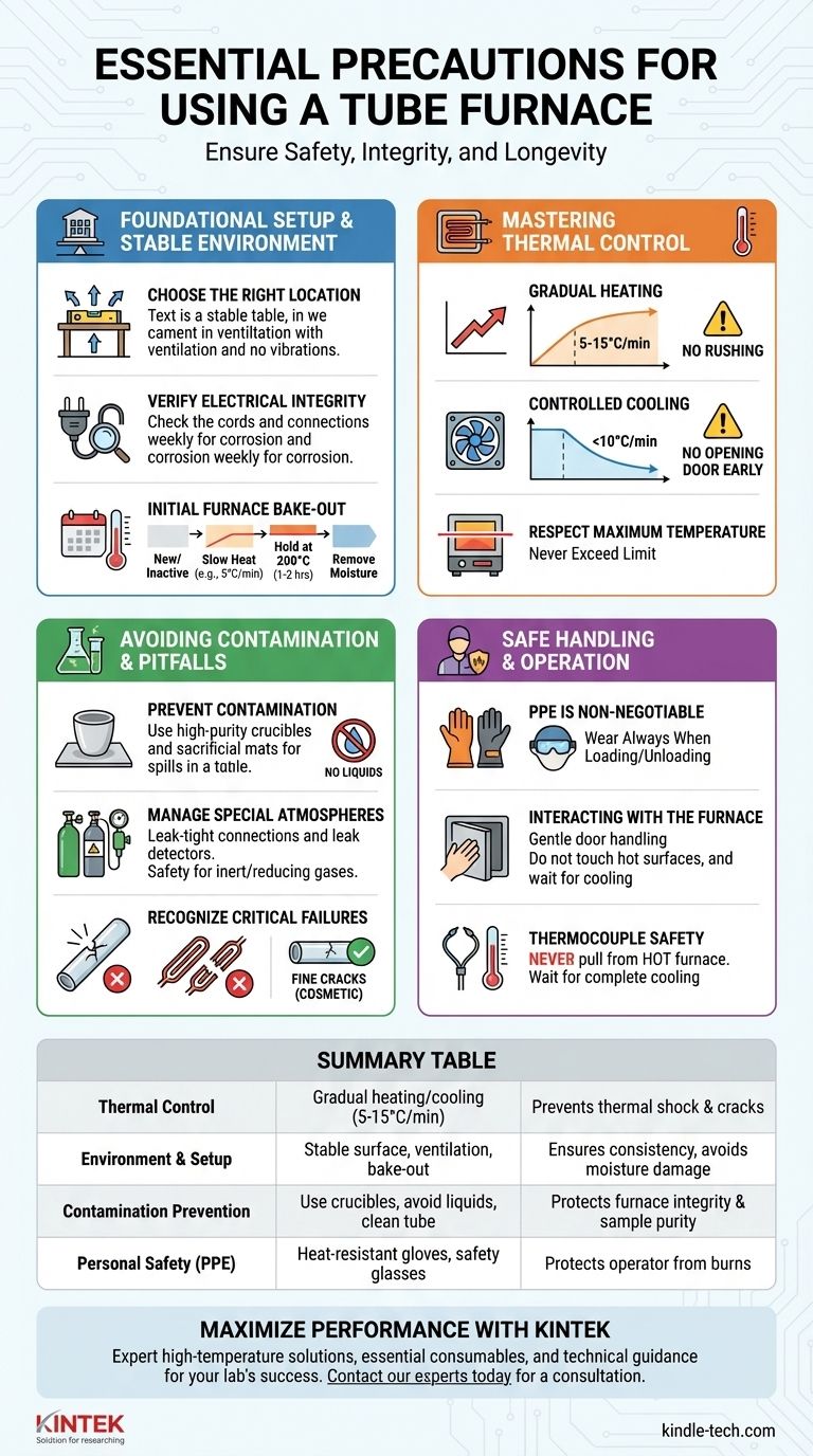 What precautions should be taken when using a tube furnace? Ensure Safe, Effective High-Temperature Processing Visual Guide