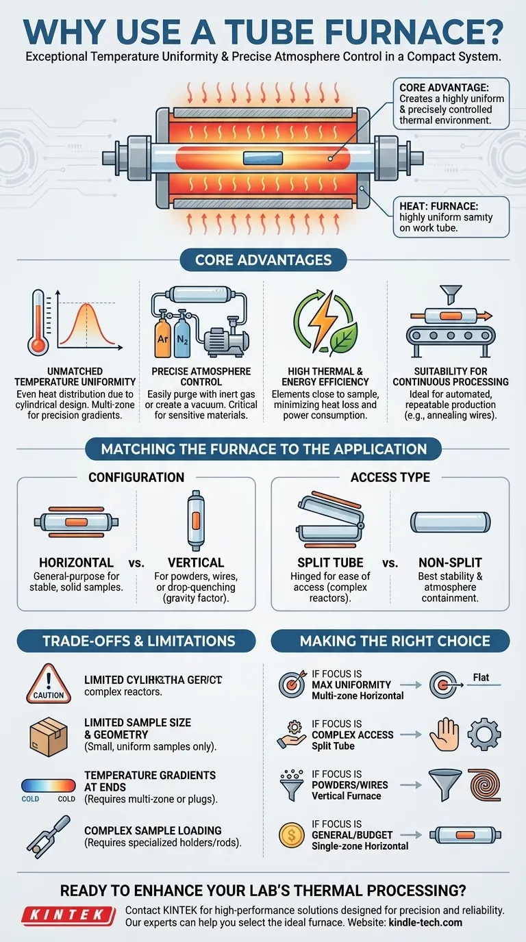 Зачем использовать трубчатую печь? Достижение превосходной равномерности температуры и контроля атмосферы Визуальное руководство