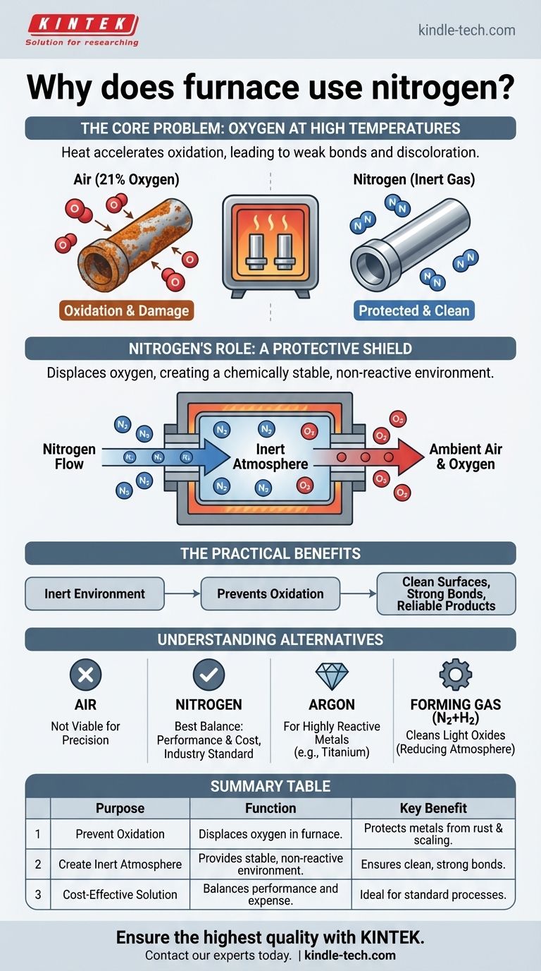 ¿Por qué los hornos utilizan nitrógeno? Prevenir la oxidación para un procesamiento impecable a alta temperatura Guía Visual