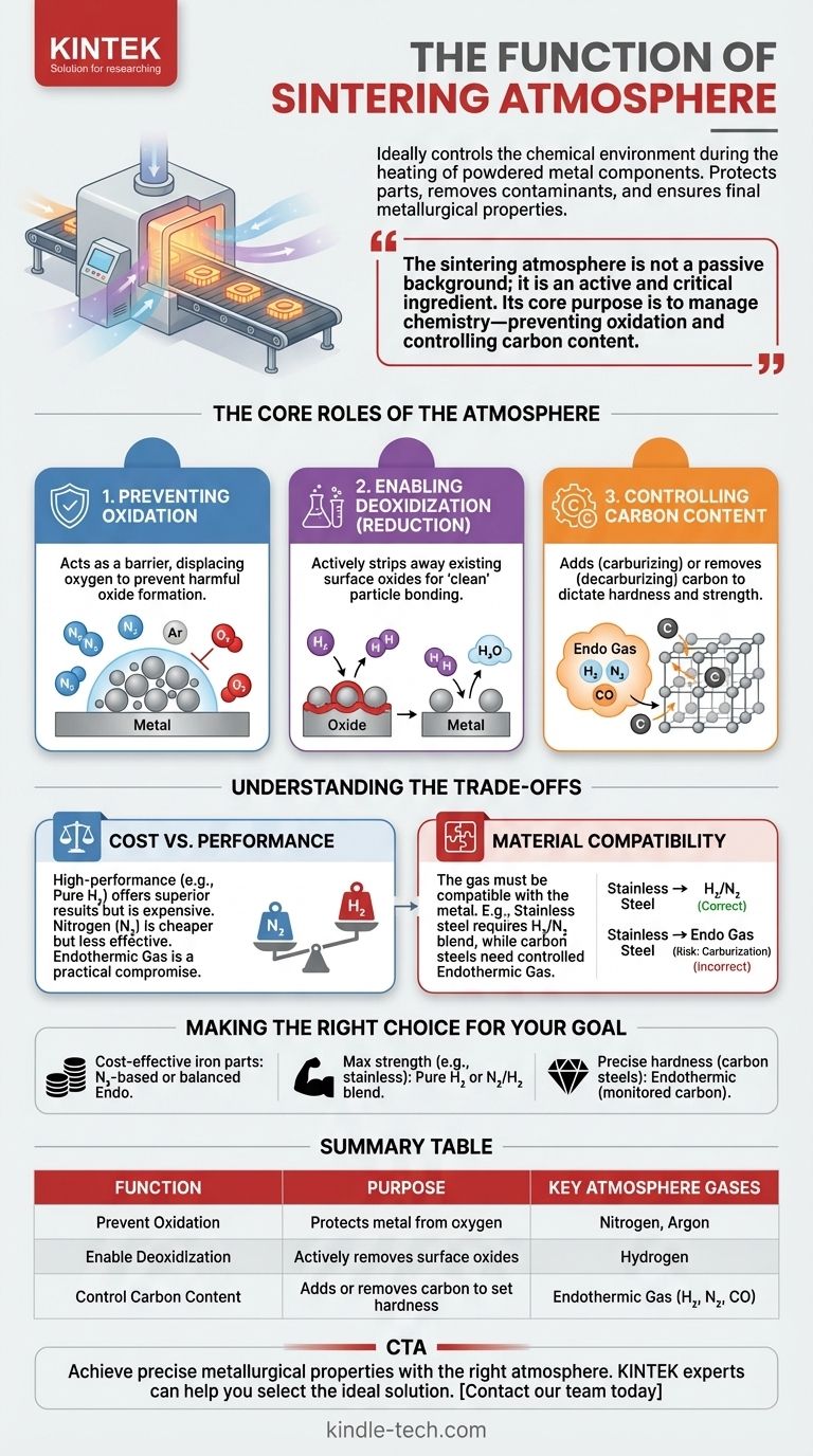 ¿Cuál es la función de la atmósfera de sinterización? Controlar la química para obtener piezas metálicas superiores Guía Visual