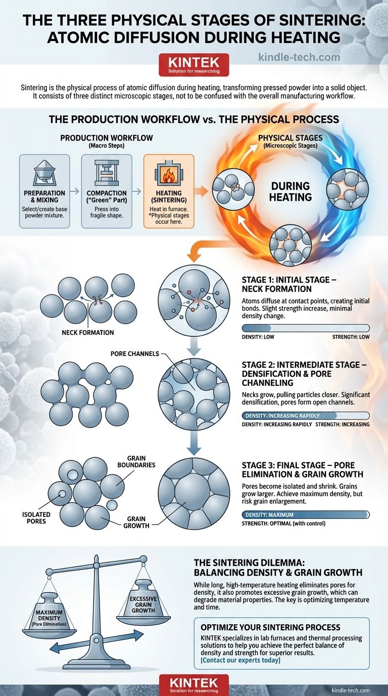 Quelles sont les trois étapes du frittage ? Maîtriser la transformation microstructurale Guide Visuel