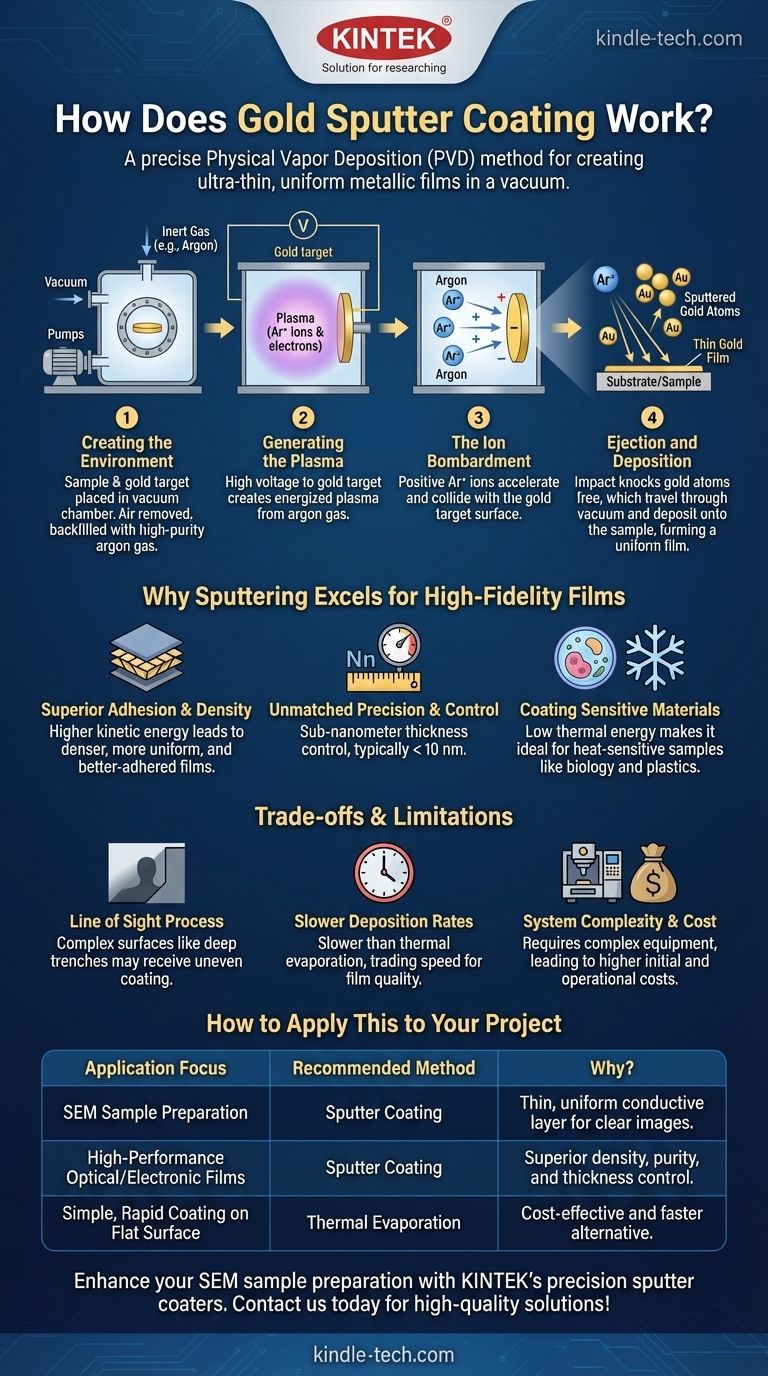 Wie funktioniert die Gold-Sputterbeschichtung? Erreichen Sie ultradünne, leitfähige Filme für REM Visuelle Anleitung