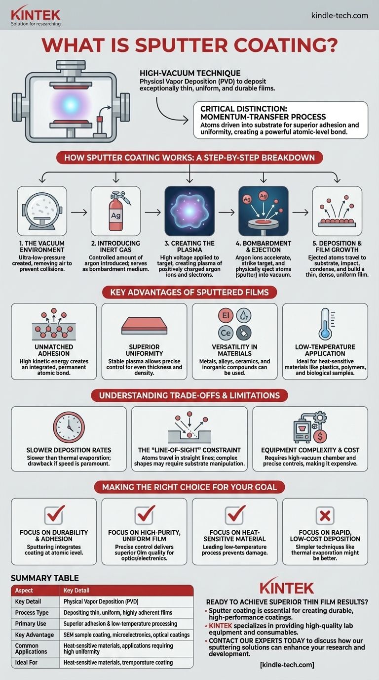 ما هو الطلاء بالرش (Sputter Coating)؟ عملية ترسيب الأغشية الرقيقة عالية الأداء دليل مرئي
