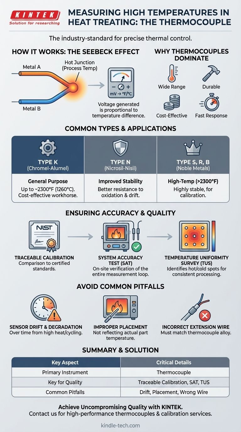 O que é usado para medir e monitorar as altas temperaturas necessárias no tratamento térmico? Domine o Controle Térmico Preciso com Termopares Guia Visual