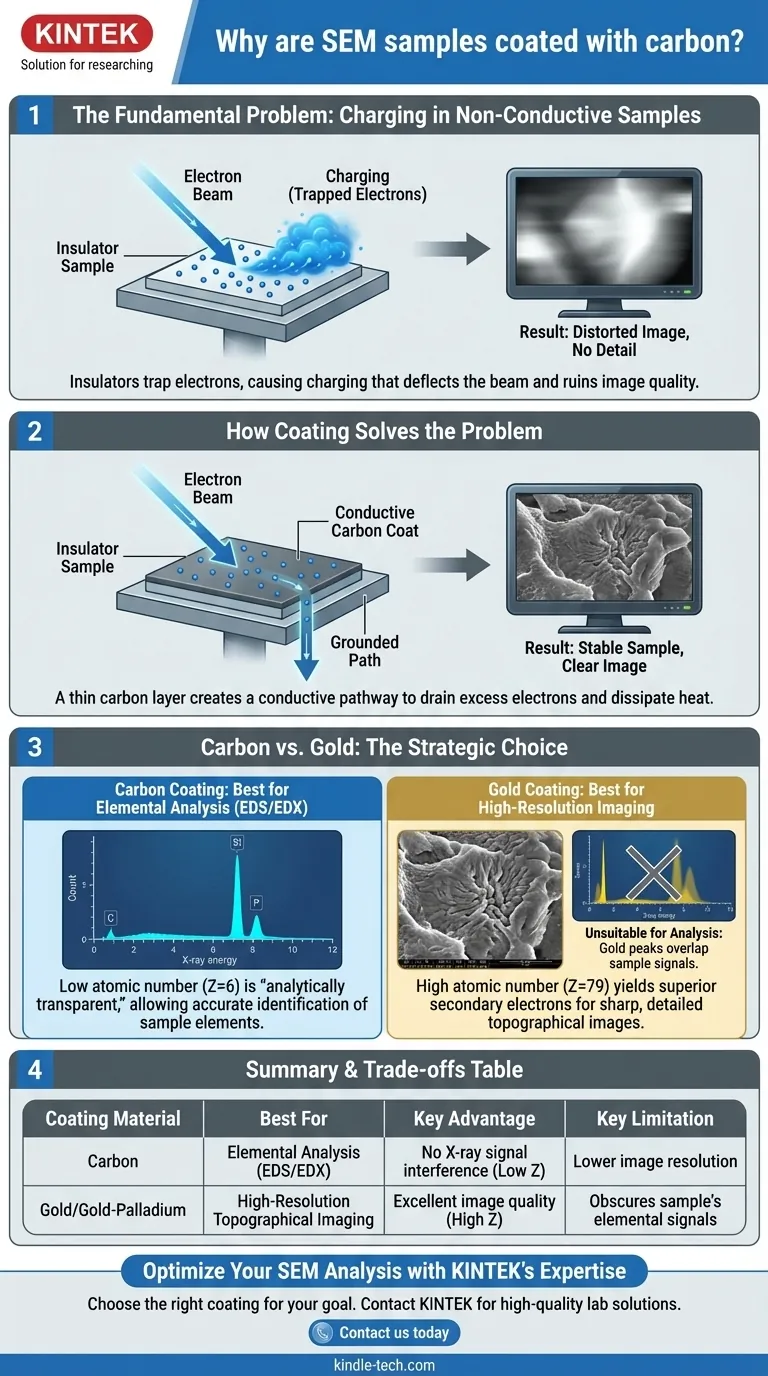 なぜSEM試料は炭素でコーティングされるのですか？干渉なしで正確な元素分析のために ビジュアルガイド