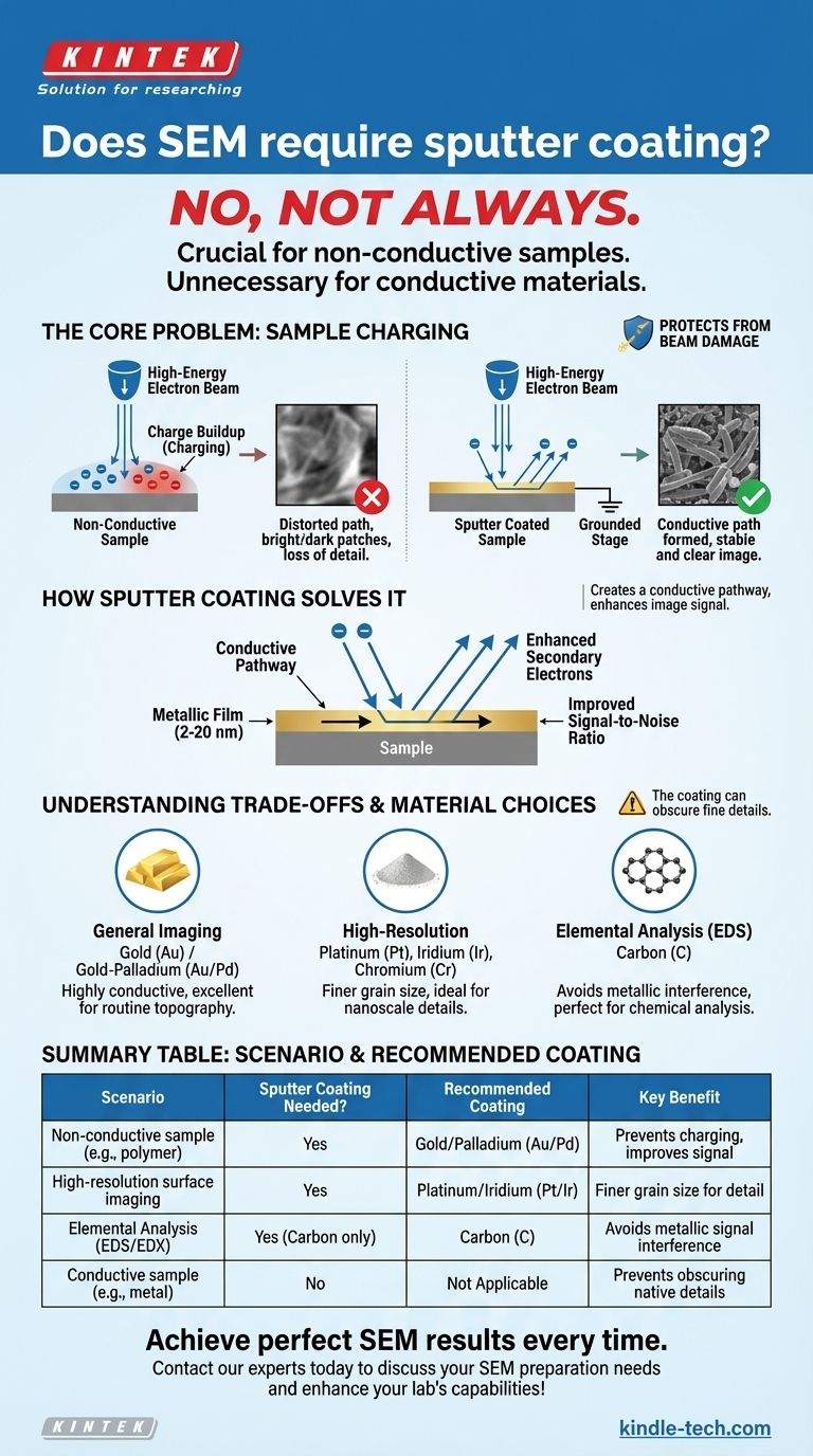 Le MEB nécessite-t-il un revêtement par pulvérisation cathodique ? Guide essentiel pour une imagerie claire et haute résolution Guide Visuel