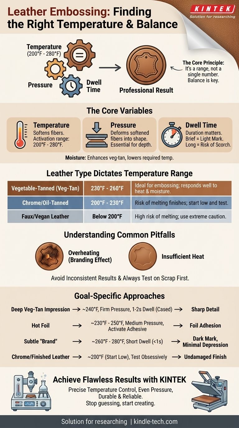レザークラフトのエンボス加工の温度は？完璧な熱、圧力、時間のガイド ビジュアルガイド