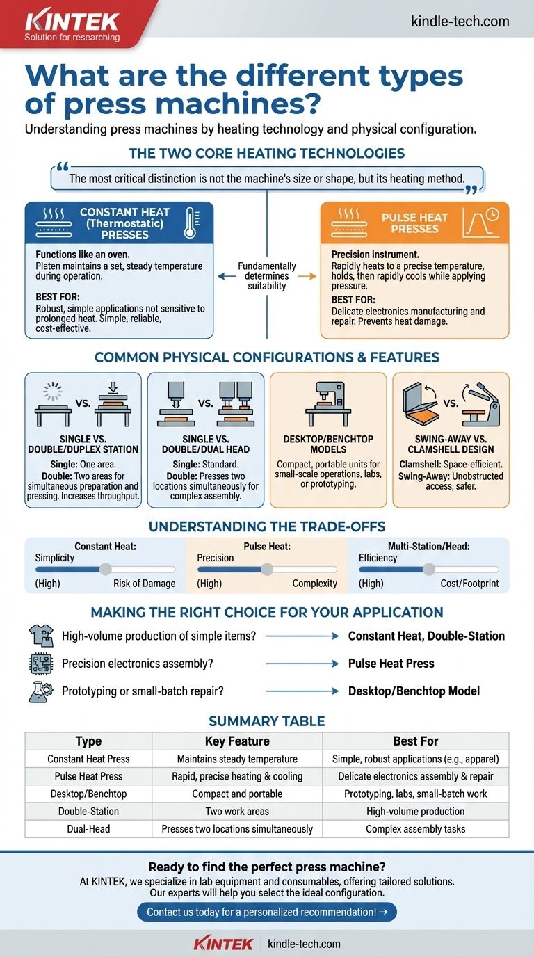 Was sind die verschiedenen Arten von Pressmaschinen? Wählen Sie die richtige Heiztechnologie für Ihre Anwendung Visuelle Anleitung
