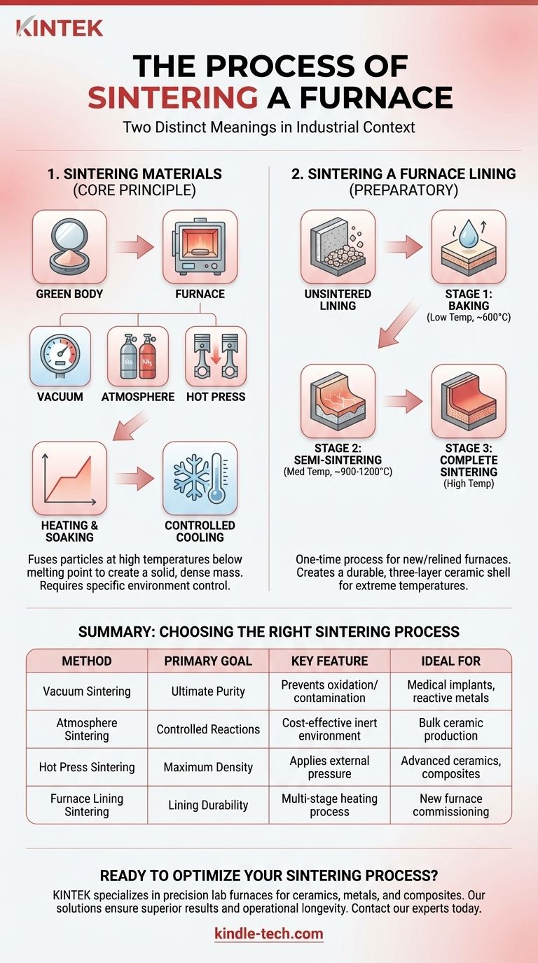 What is the process of sintering a furnace? Achieve Precise Material Densification and Lining Durability Visual Guide