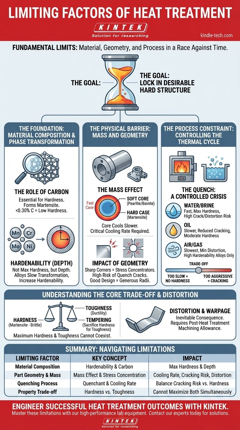 Quali sono i fattori limitanti per il trattamento termico? Padroneggiare Materiale, Massa e Tempra per il Successo Guida Visiva