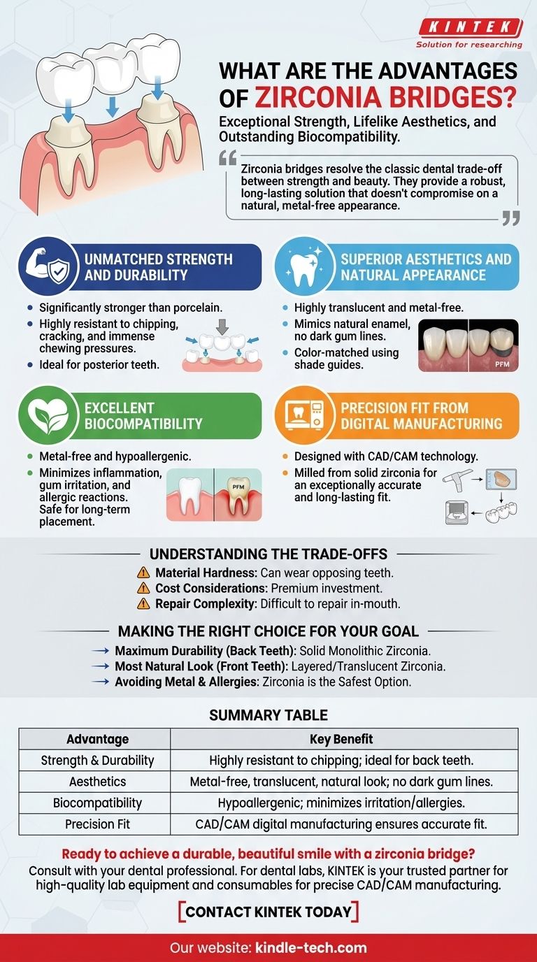 ジルコニアブリッジの利点は何ですか？ 自然な笑顔のための、耐久性があり、メタルフリーのソリューション ビジュアルガイド