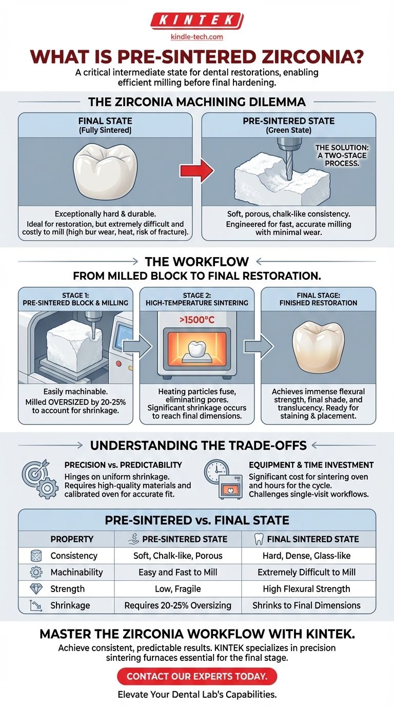 Cos'è la zirconia pre-sinterizzata? La chiave per fresare restauri dentali forti e precisi Guida Visiva
