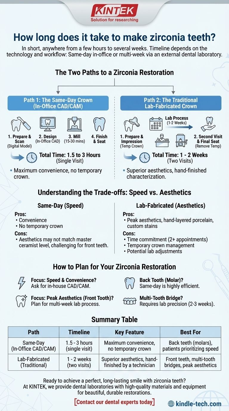 ¿Cuánto se tarda en fabricar dientes de zirconia? Desde el mismo día hasta 2 semanas Guía Visual