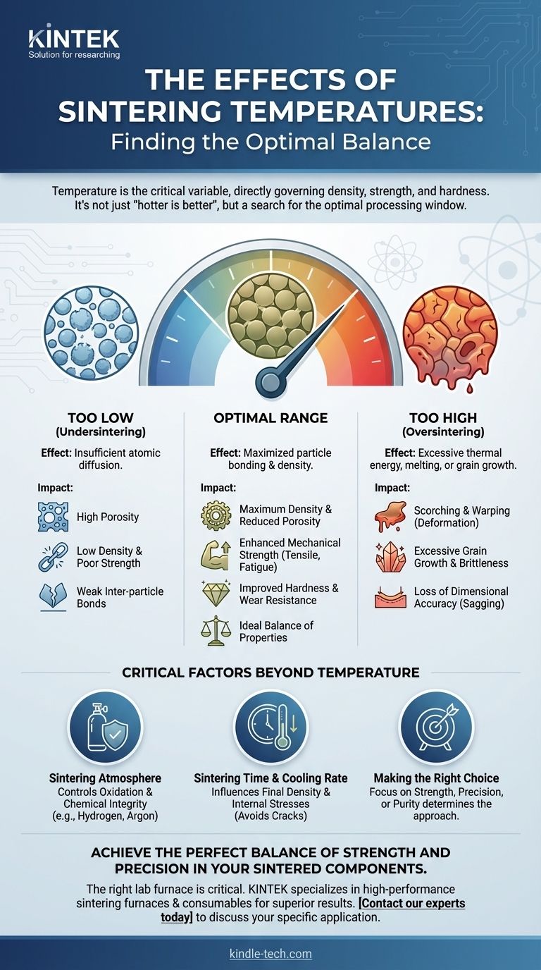 Quali sono gli effetti delle diverse temperature di sinterizzazione? Padroneggiare Densità, Resistenza e Integrità del Componente Guida Visiva