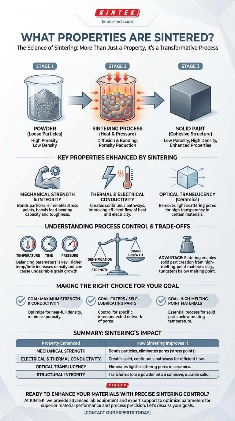 What properties are sintered? Master Your Material's Strength, Conductivity & Translucency Visual Guide