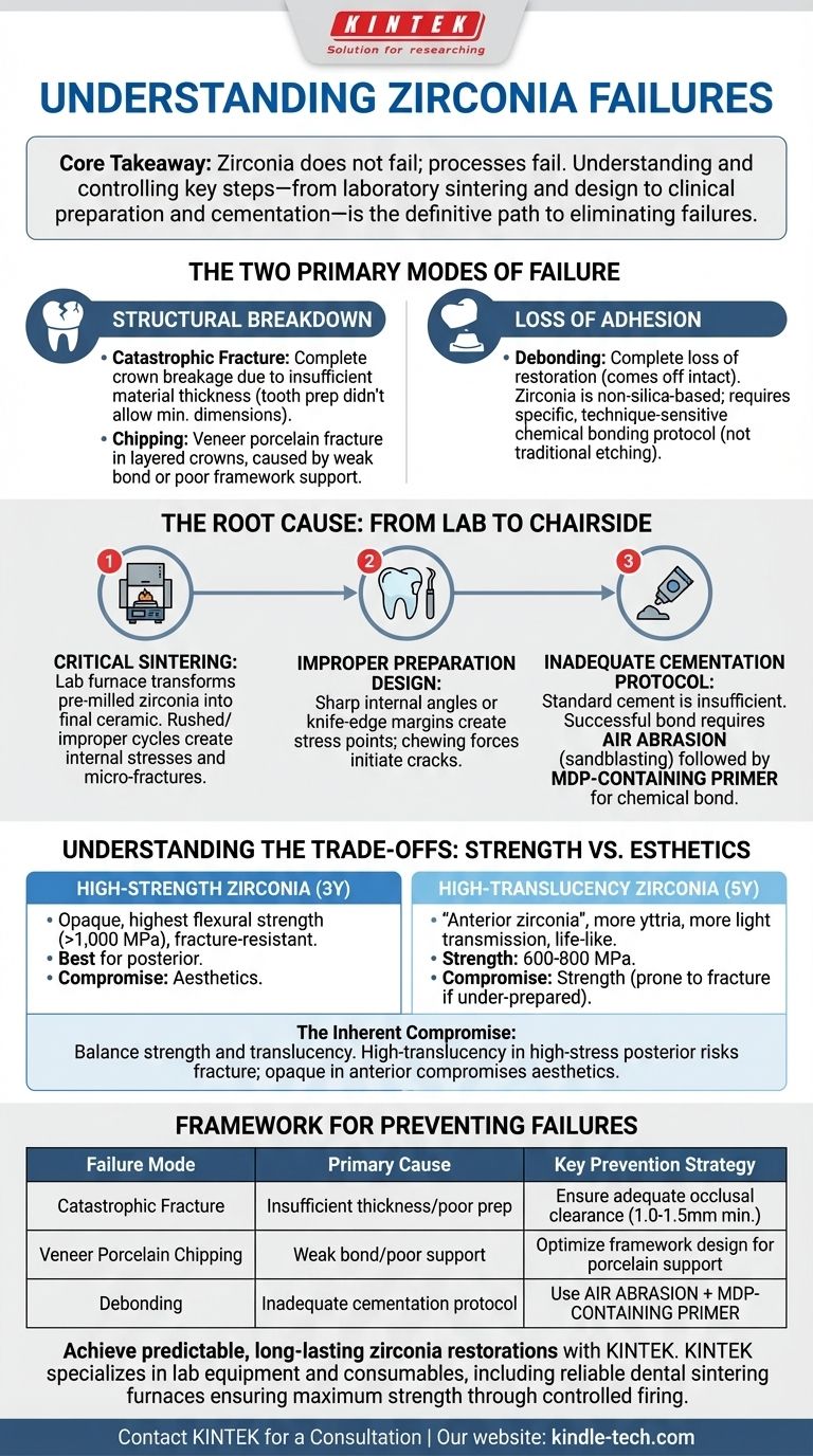 What are the failures of zirconia? Avoid Fracture and Debonding with Proper Protocol Visual Guide
