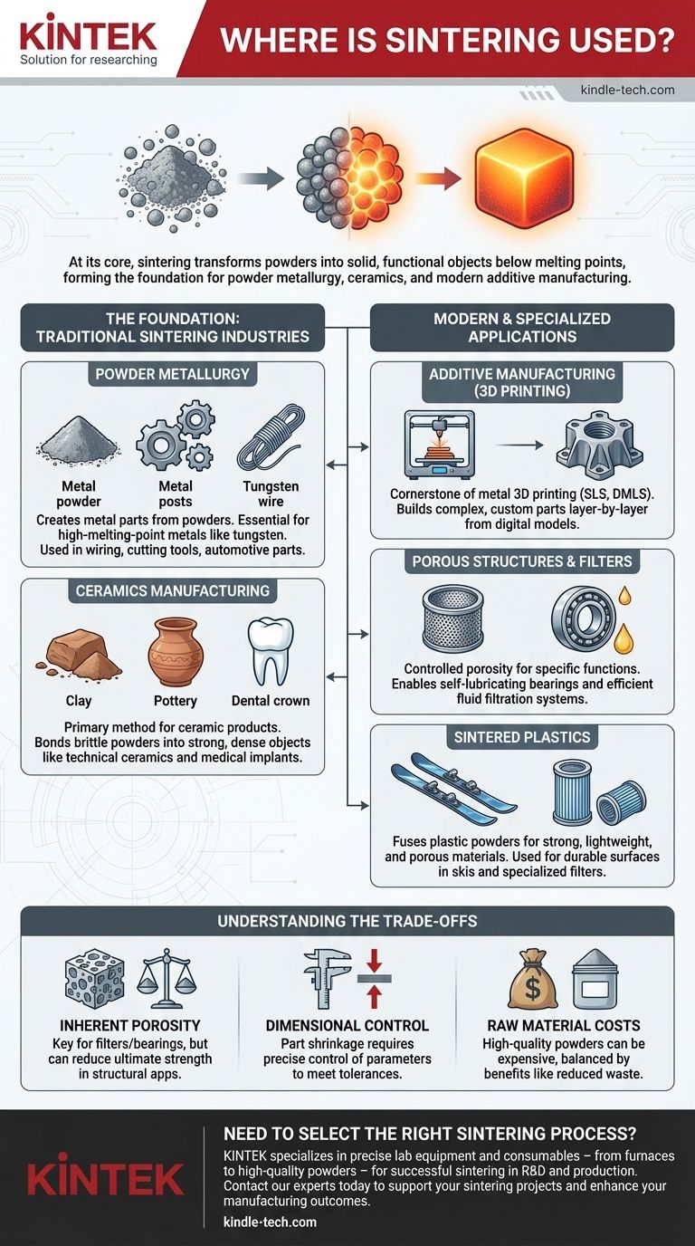 أين يستخدم التلبيد؟ من التصنيع التقليدي إلى الطباعة ثلاثية الأبعاد الحديثة دليل مرئي