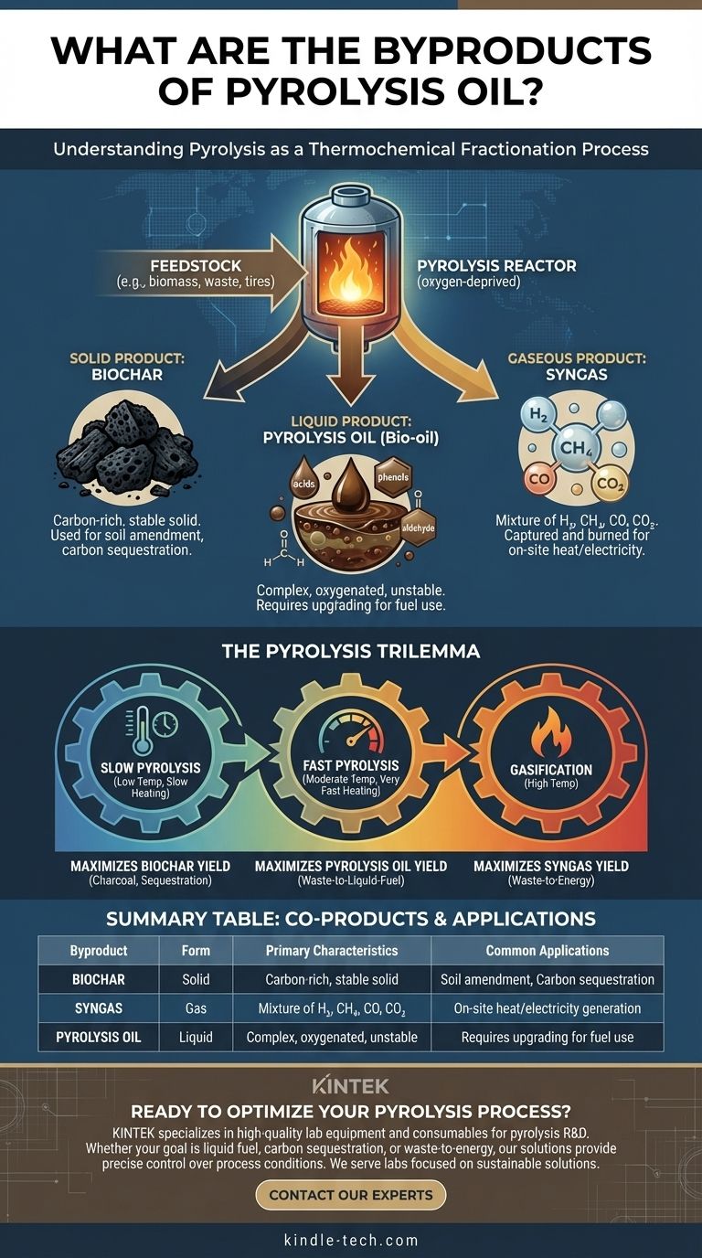 Was sind die Nebenprodukte von Pyrolyseöl? Den Wert von Biokohle und Synthesegas erschließen Visuelle Anleitung