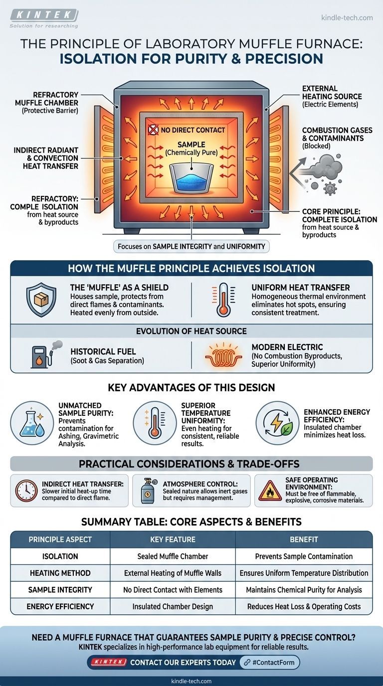 ¿Cuál es el principio del horno mufla en el laboratorio? Garantizar la pureza de la muestra mediante el aislamiento completo Guía Visual