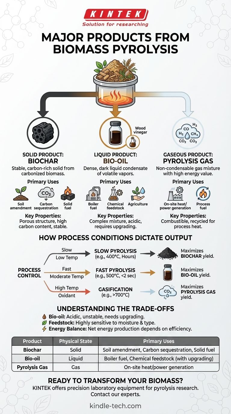 Was sind die Hauptprodukte der Biomassepyrolyse? Stimmen Sie Ihren Prozess auf Pflanzenkohle, Bioöl oder Gas ab Visuelle Anleitung