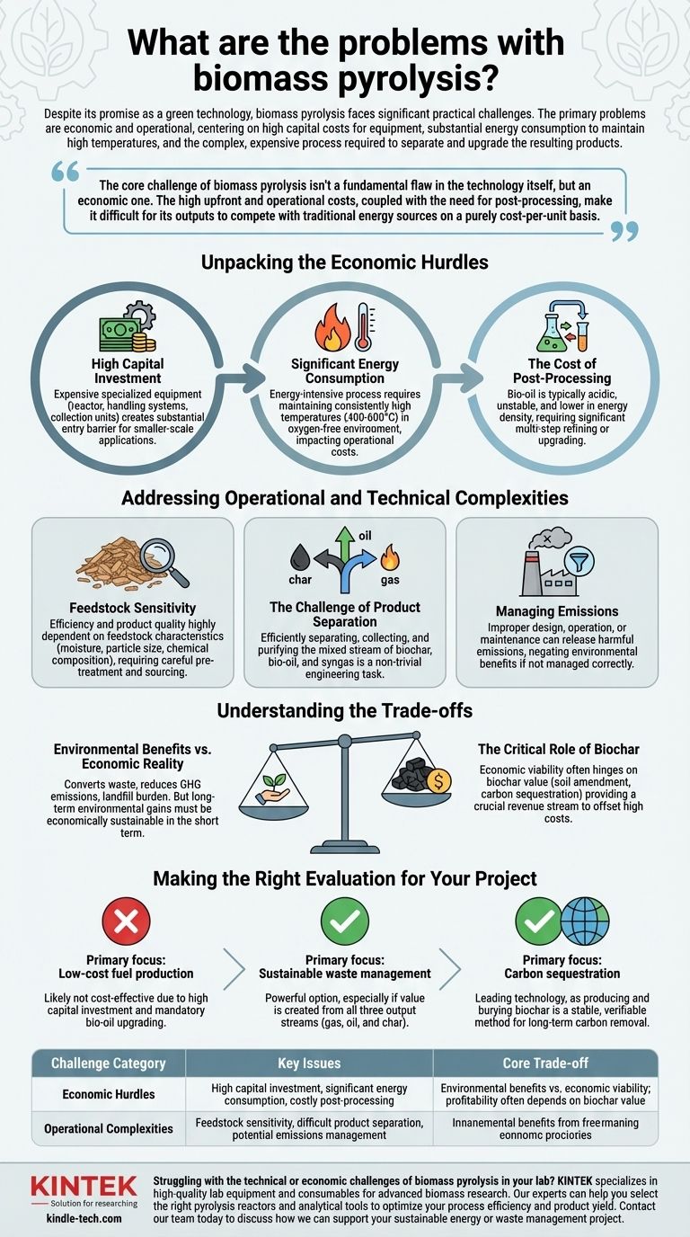 바이오매스 열분해의 문제점은 무엇인가요? 높은 비용 및 기술적 난관 설명 시각적 가이드