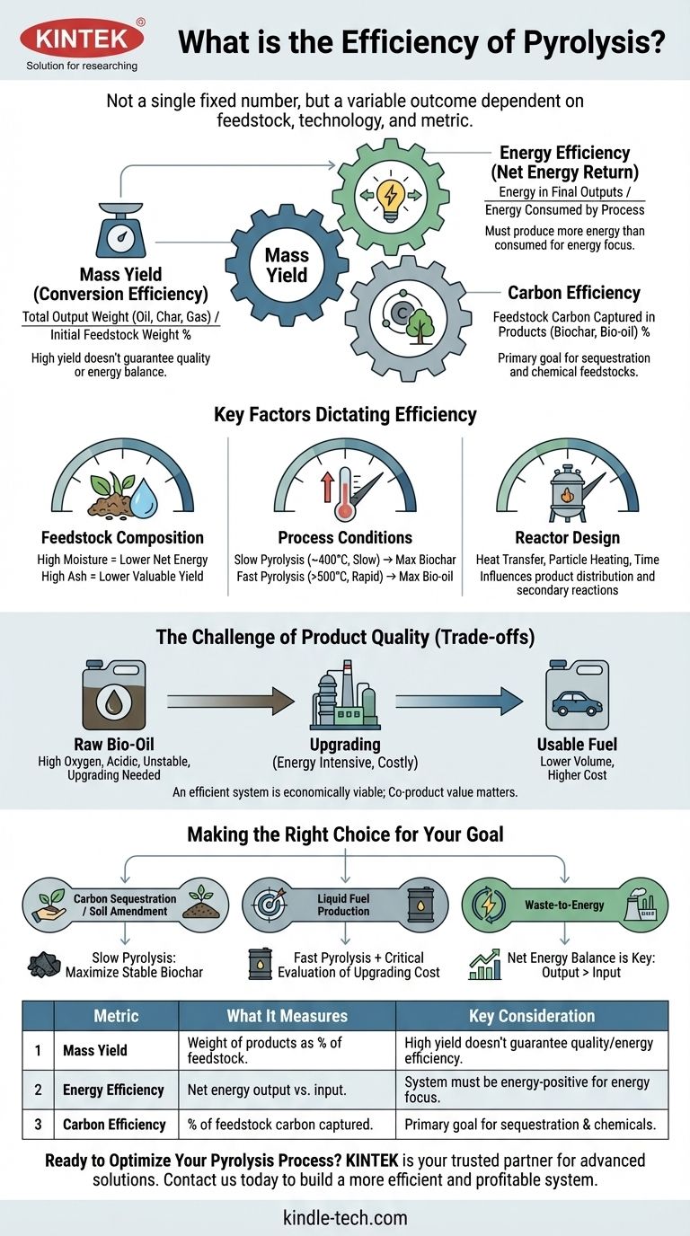 Qual è l'efficienza della pirolisi? Svelare le vere prestazioni del vostro processo di pirolisi Guida Visiva