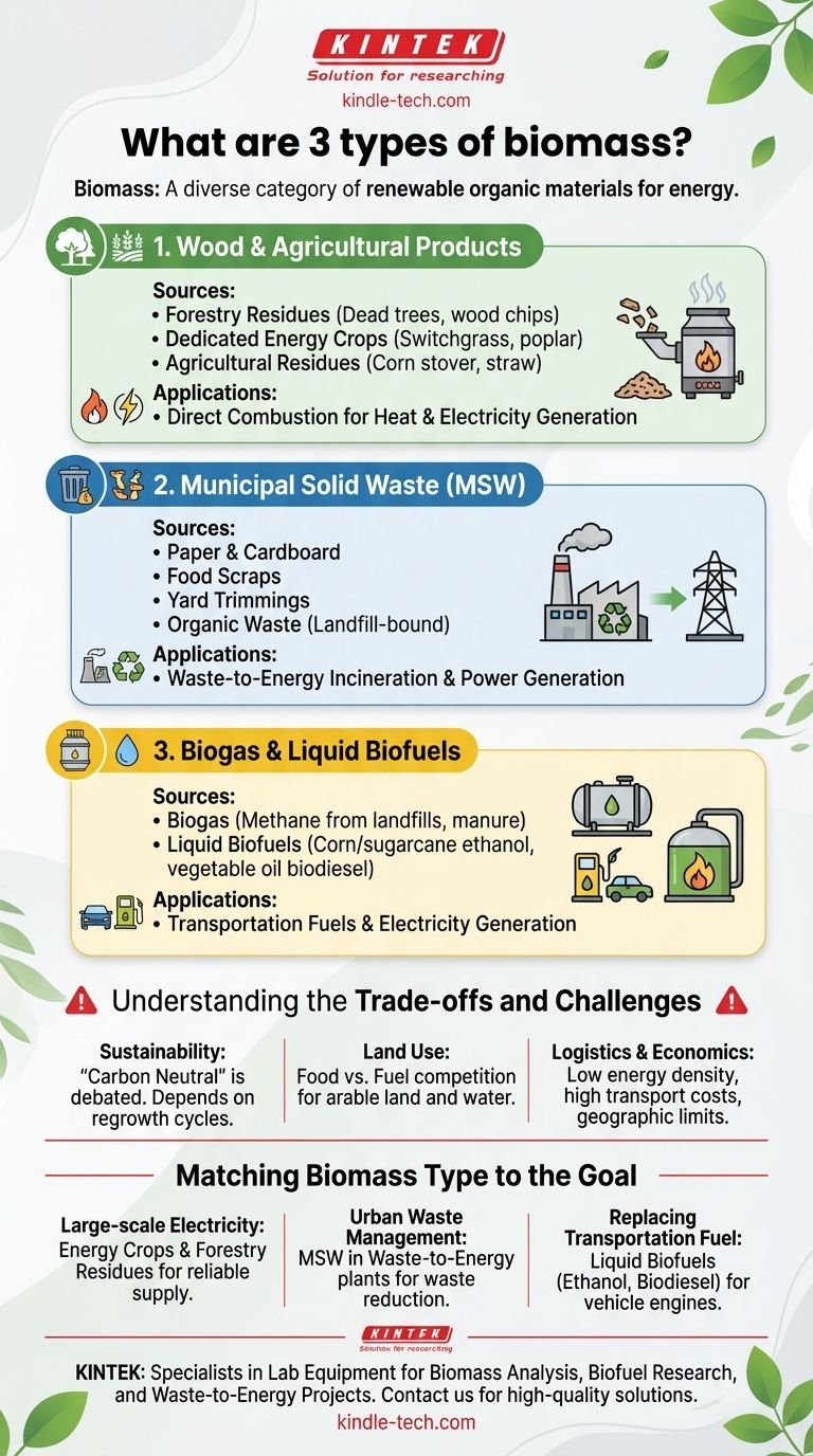 Quali sono i 3 tipi di biomassa? Una guida al legno, ai rifiuti e ai biocarburanti per l'energia Guida Visiva