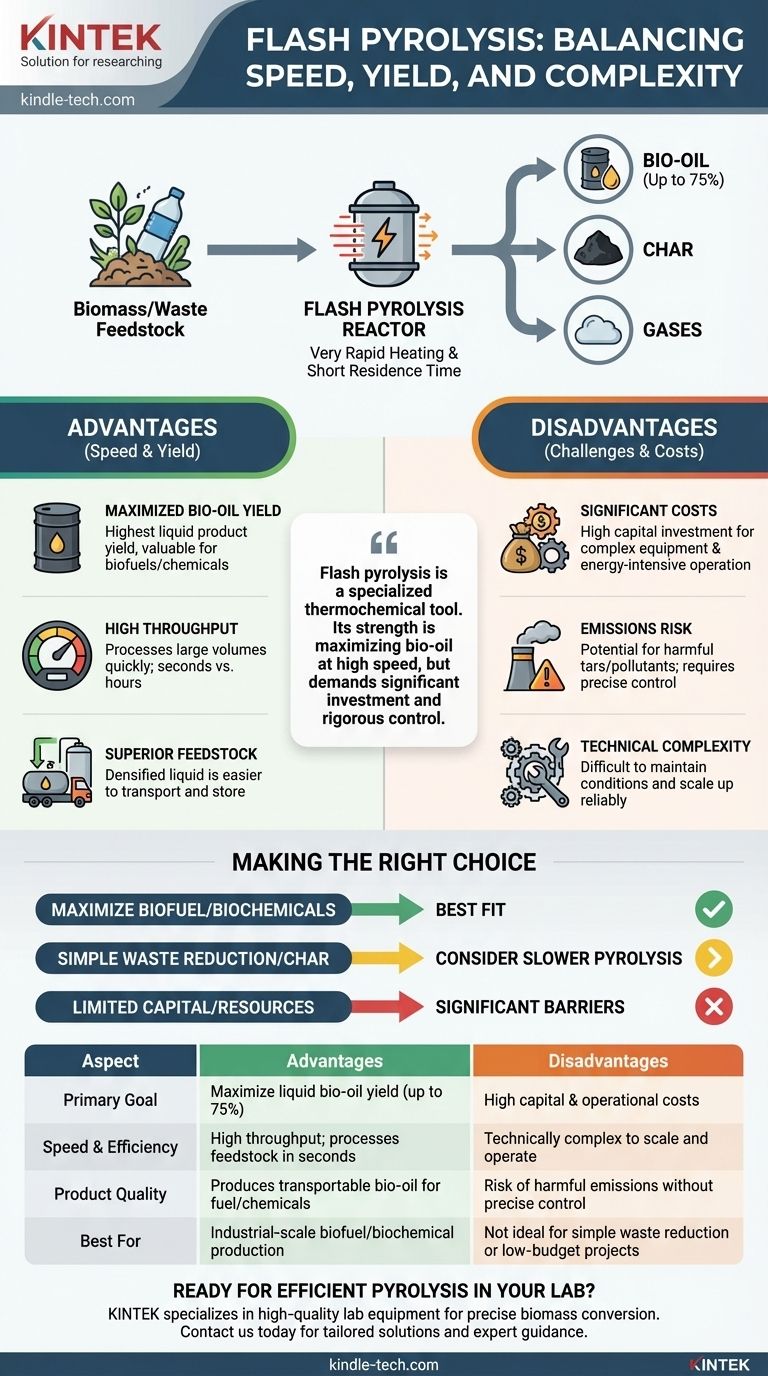フラッシュ熱分解の利点と欠点は何ですか？バイオオイル収率の最大化 vs. 高いコスト ビジュアルガイド