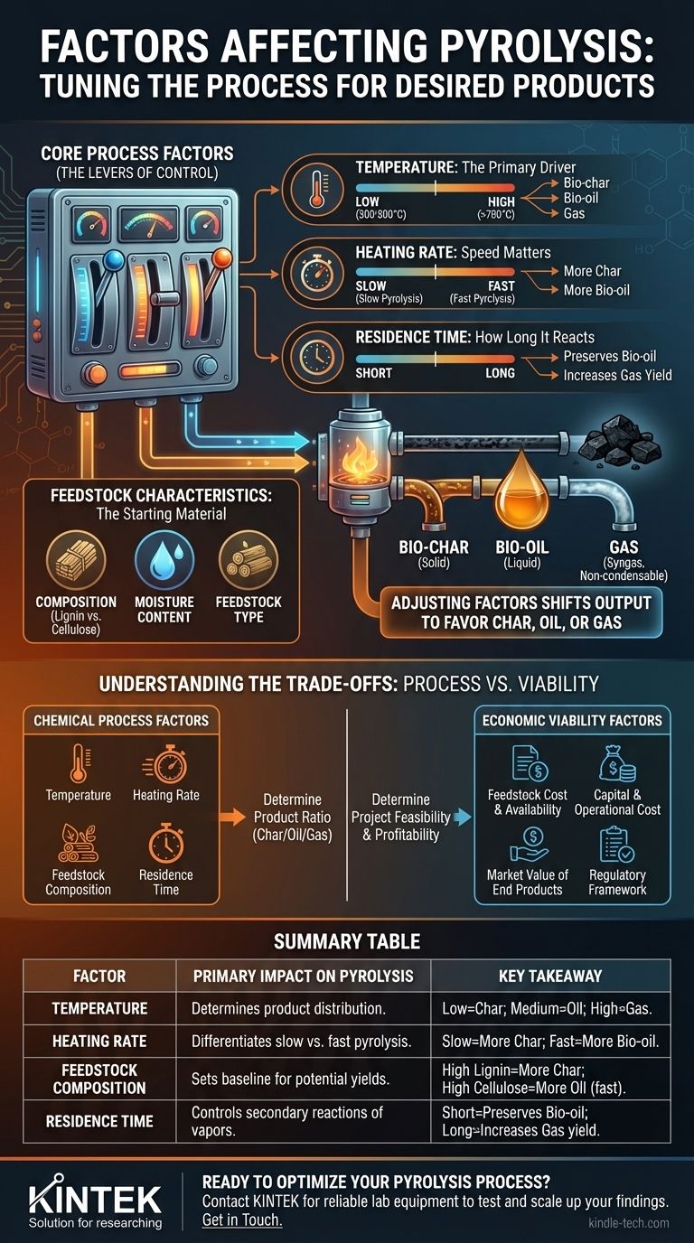 ما هي العوامل التي تؤثر على الانحلال الحراري؟ إتقان درجة الحرارة والمواد الأولية والتحكم في العملية دليل مرئي