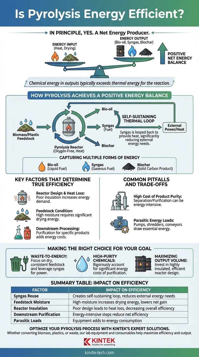 La pirolisi è efficiente dal punto di vista energetico? Sblocca un processo autosufficiente di conversione dei rifiuti in energia Guida Visiva