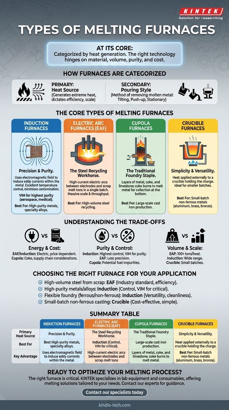 Quels sont les différents types de fours de fusion ? Choisissez la bonne technologie pour votre fonderie Guide Visuel