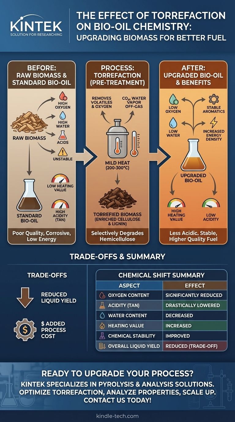 Qual è l'effetto della torrefazione sul bio-olio da pirolisi rapida? Ottenere un biocarburante di qualità superiore e più stabile Guida Visiva