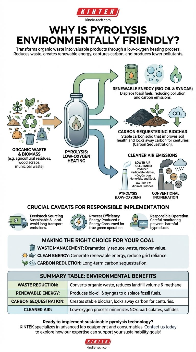 Warum ist Pyrolyse umweltfreundlich? Verwandeln Sie Abfall in saubere Energie und Kohlenstoffbindung Visuelle Anleitung
