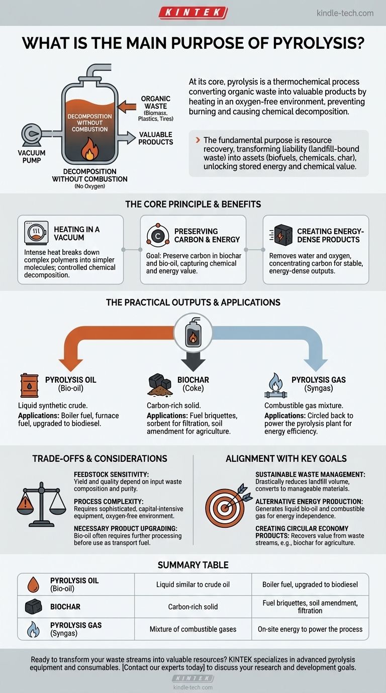 ¿Cuál es el propósito principal de la pirólisis? Desbloquear energía y valor de los residuos Guía Visual