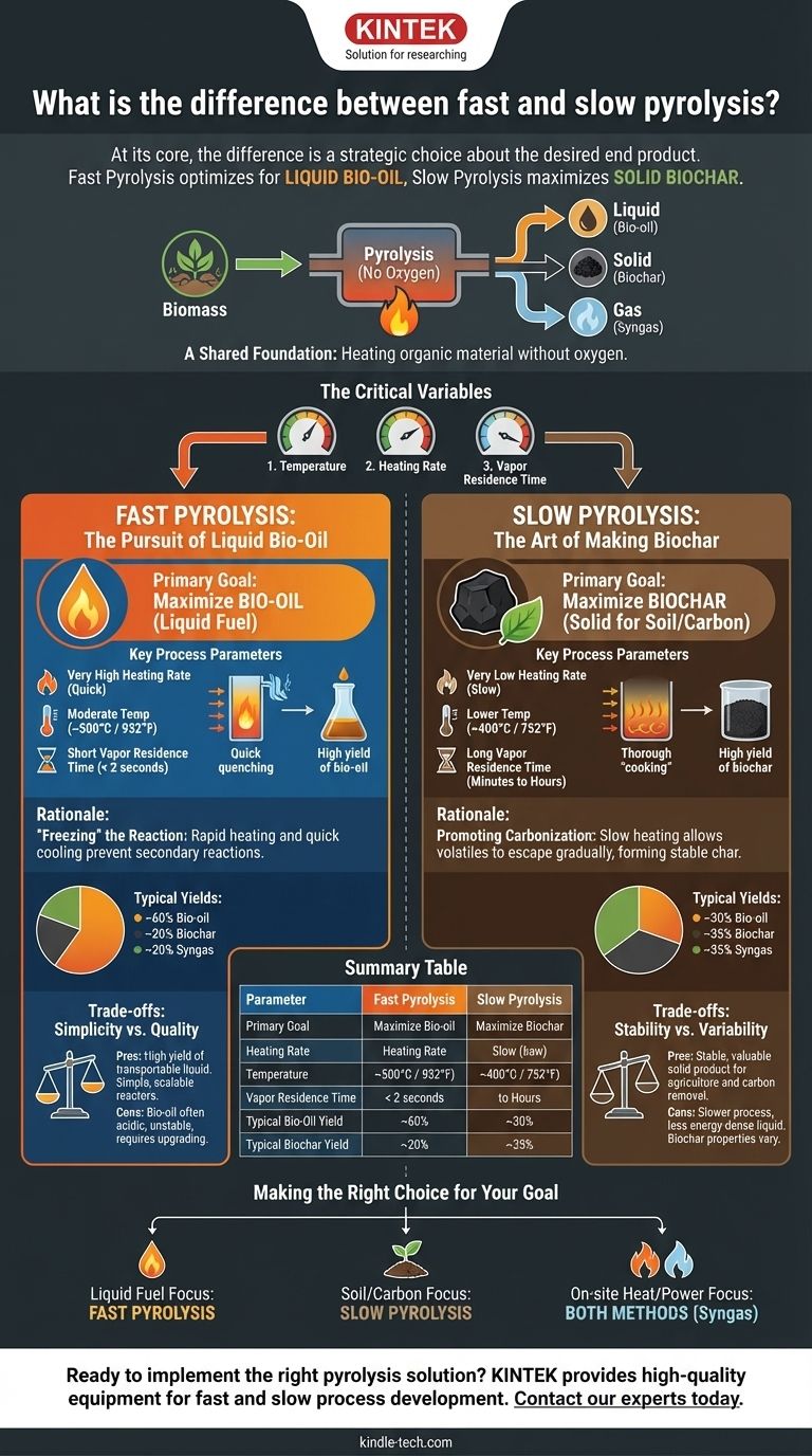 빠른 열분해와 느린 열분해의 차이점은 무엇인가요? 올바른 바이오매스 전환 공정 선택하기 시각적 가이드