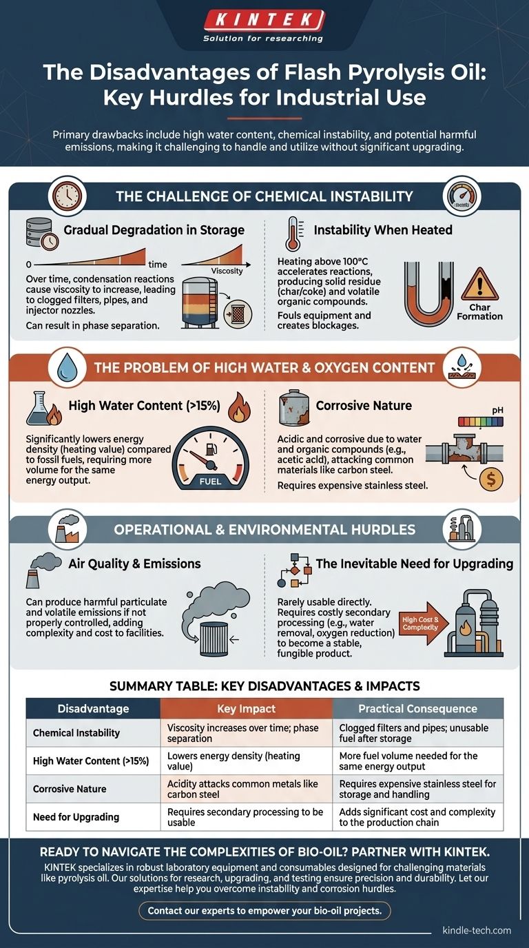 フラッシュ熱分解油の欠点は何ですか？バイオオイル利用における主要な課題の克服 ビジュアルガイド
