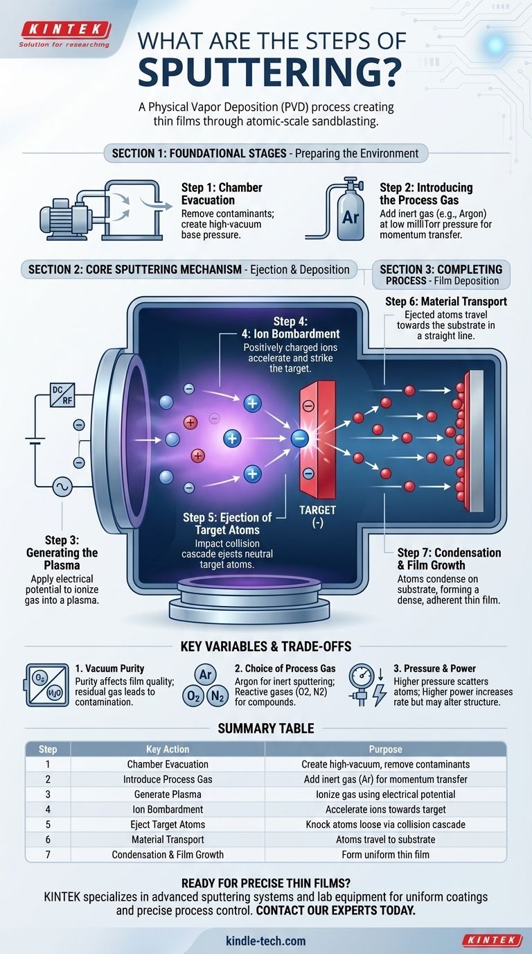 Quali sono le fasi della deposizione per sputtering? Una guida alla deposizione di film sottili Guida Visiva