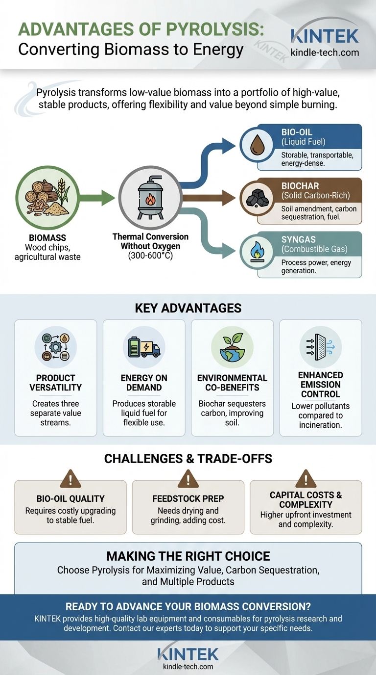 Quais são as vantagens da pirólise na conversão de biomassa em energia? Desbloqueie Múltiplos Fluxos de Valor a Partir de Resíduos Guia Visual