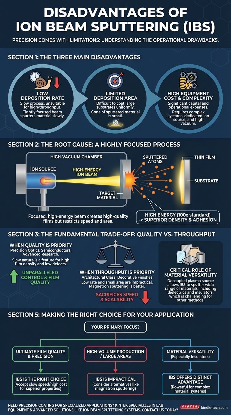 ¿Cuáles son las desventajas de la pulverización catódica por haz de iones? Una guía de sus limitaciones operativas Guía Visual