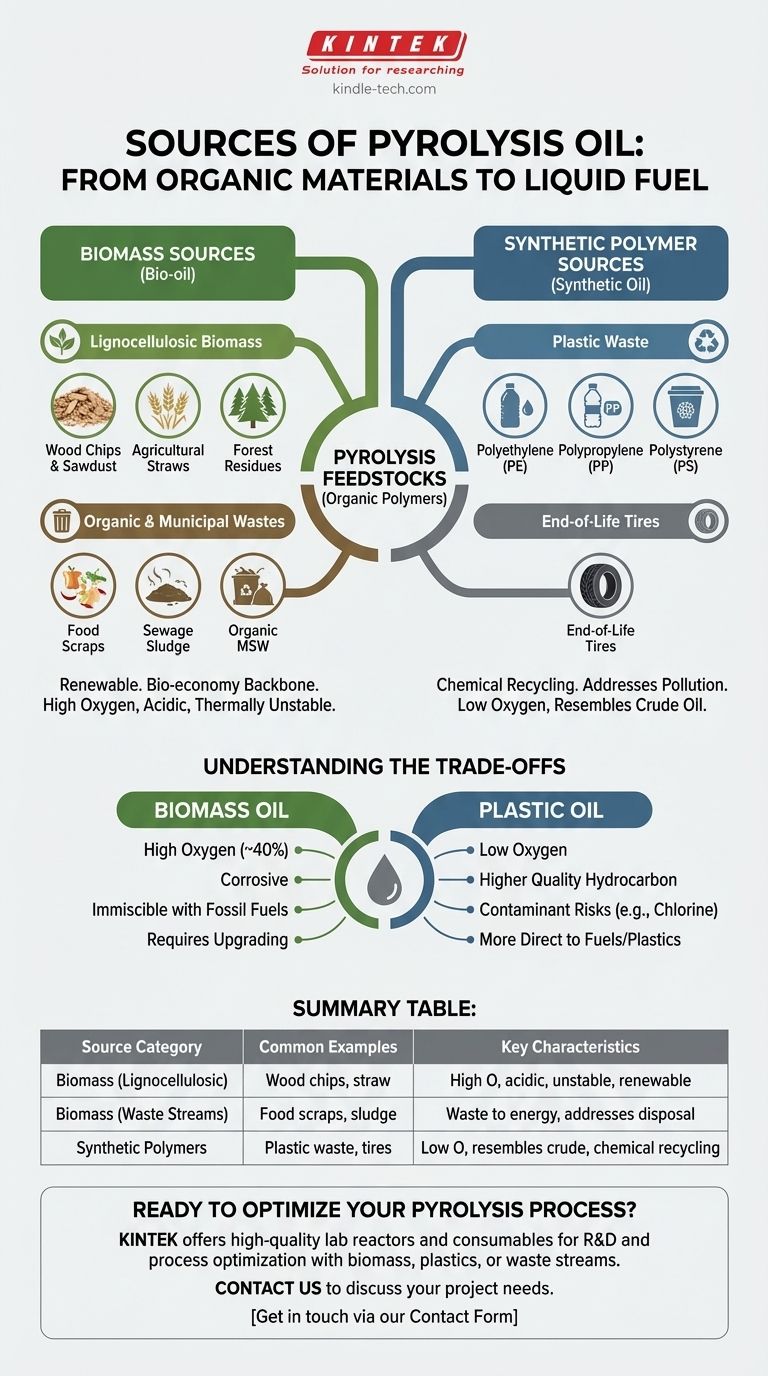 Quais são as fontes de óleo de pirólise? Desbloqueie Combustível a partir de Biomassa e Resíduos Plásticos Guia Visual