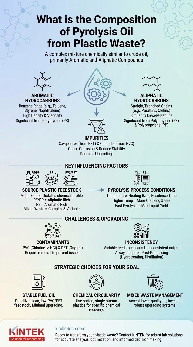 Quelle est la composition de l'huile de pyrolyse issue des déchets plastiques ? Libérer le potentiel du recyclage chimique Guide Visuel