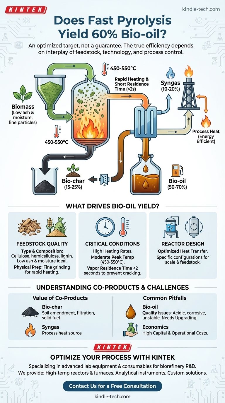 Does fast pyrolysis yield 60% bio-oil? Maximize Your Biorefinery Output Visual Guide