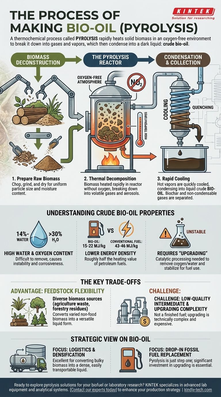 ¿Cuál es el proceso de fabricación de bio-aceite? Convertir Biomasa en Combustible Líquido mediante Pirólisis Guía Visual