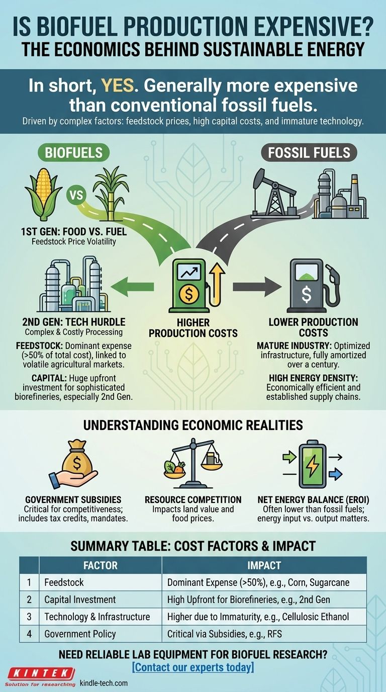 La produzione di biocarburanti è costosa? Il vero costo dell'energia sostenibile spiegato Guida Visiva