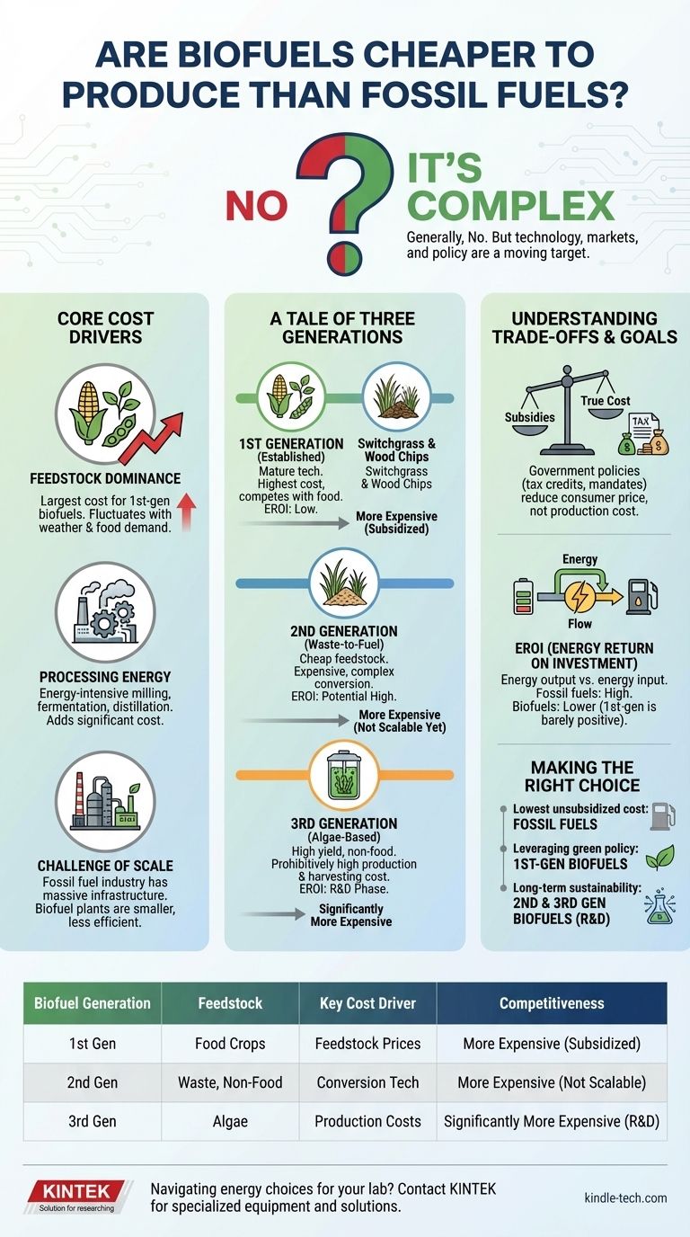 I biocarburanti sono più economici da produrre rispetto ai combustibili fossili? Il vero costo dell'energia verde spiegato Guida Visiva