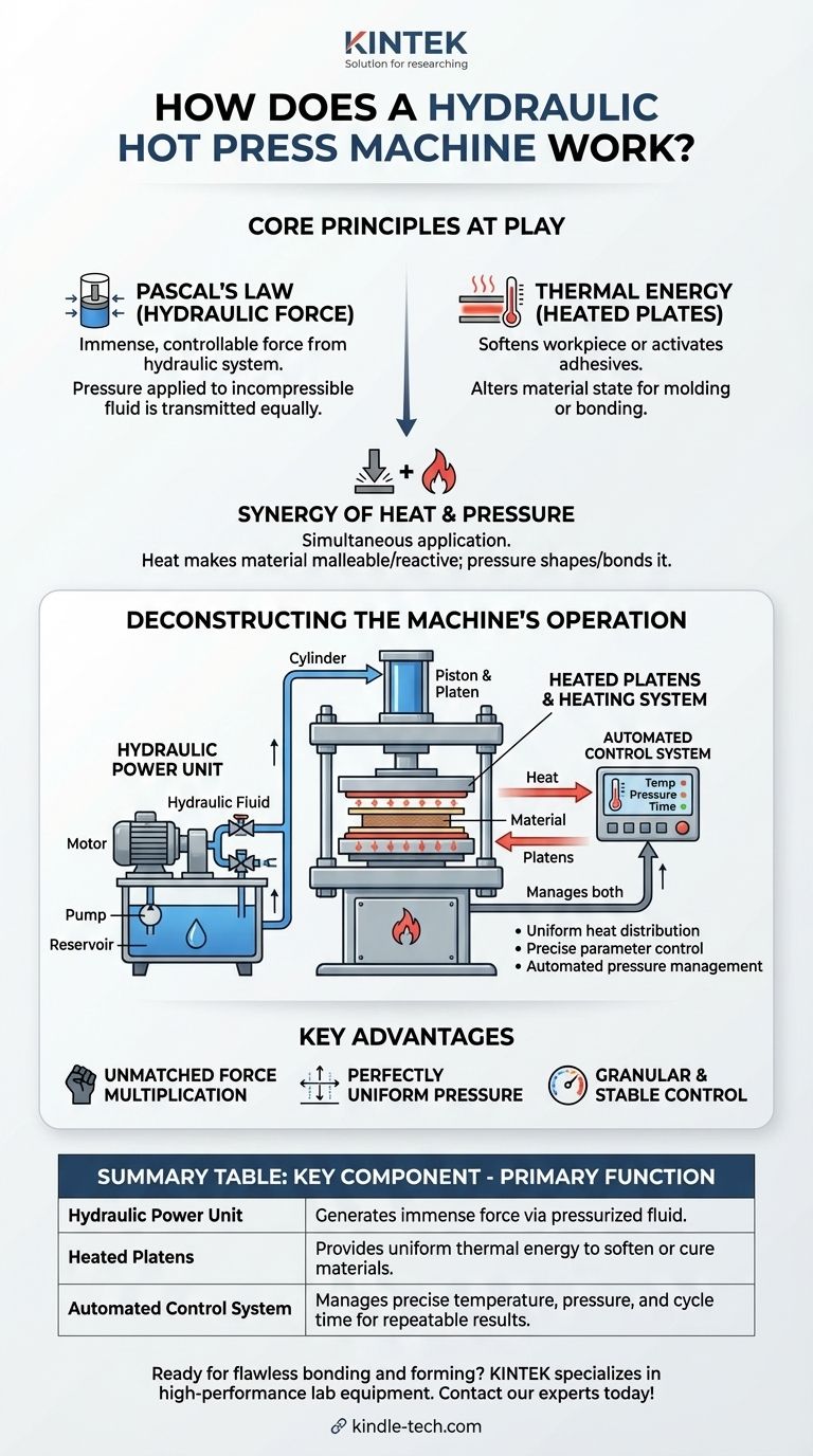كيف تعمل آلة المكابس الهيدروليكية الساخنة؟ افتح الدقة في ربط المواد وتشكيلها دليل مرئي