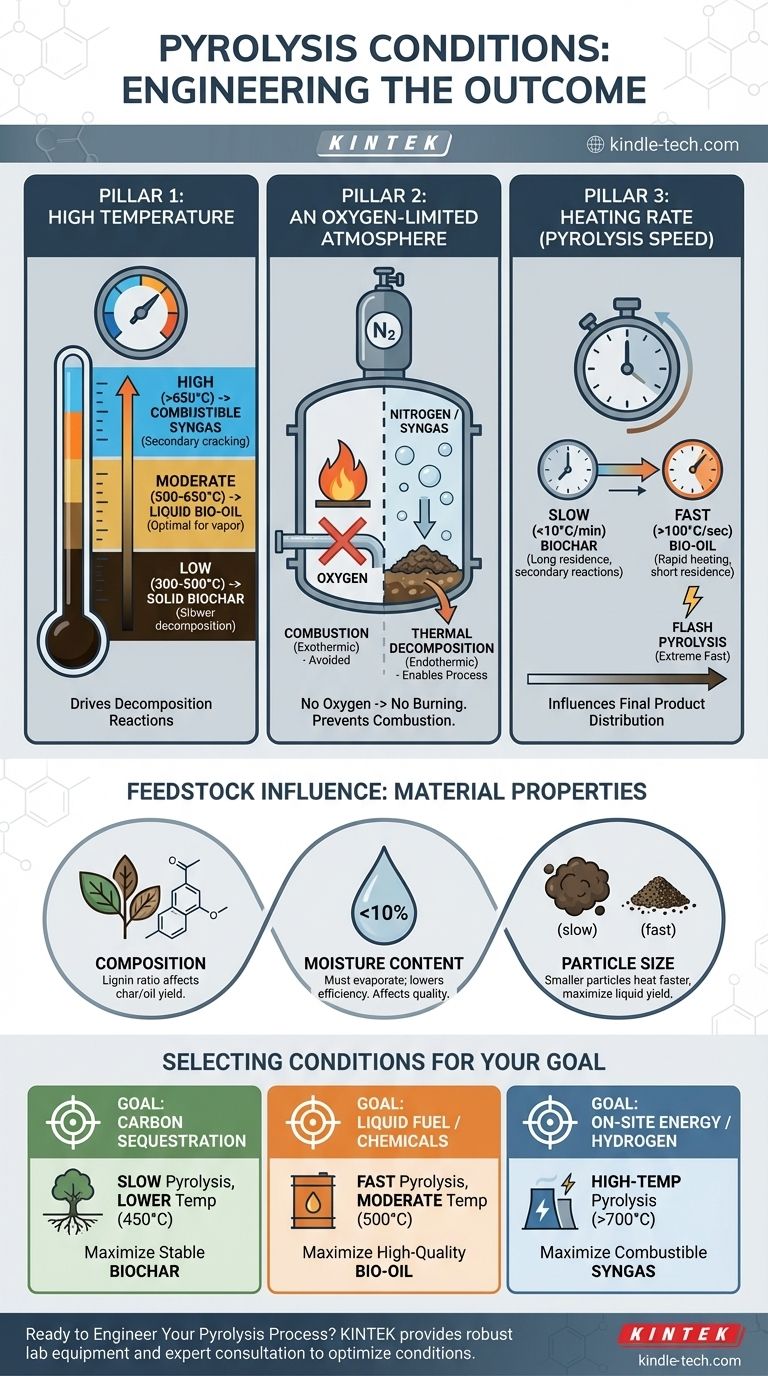¿Cuáles son las condiciones para la pirólisis? Dominando la temperatura, la atmósfera y la materia prima para obtener resultados óptimos Guía Visual