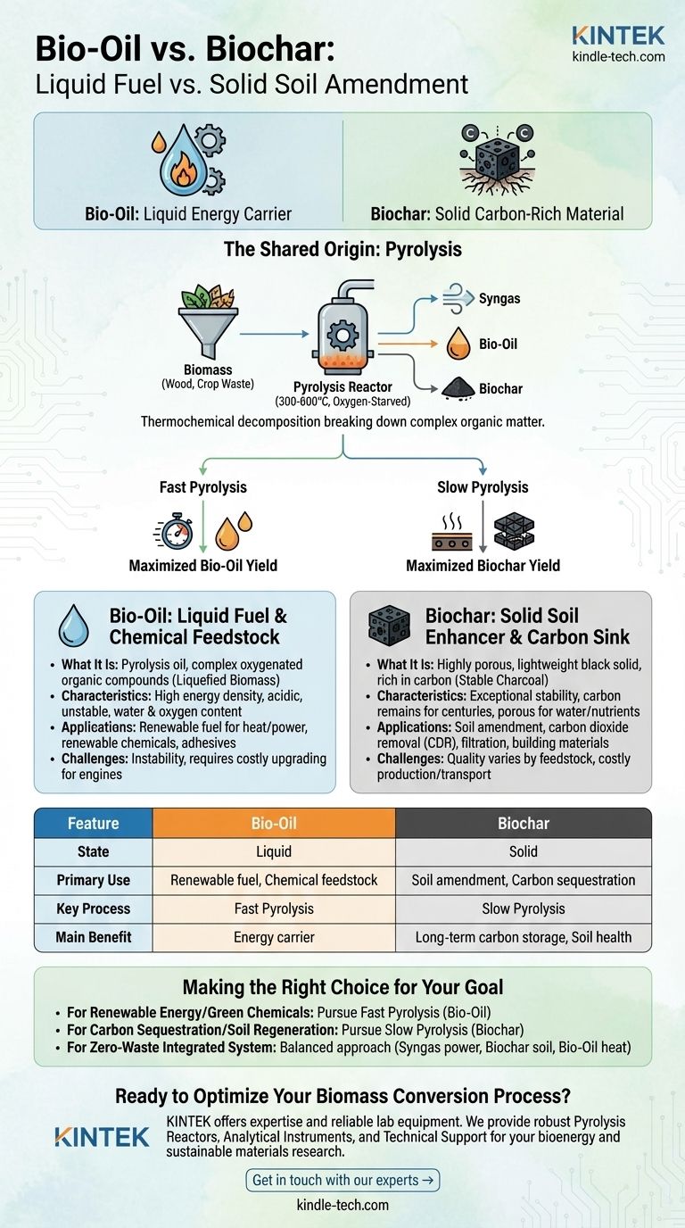 Qual è la differenza tra bio-olio e biochar? Scegli il prodotto di biomassa giusto per i tuoi obiettivi Guida Visiva