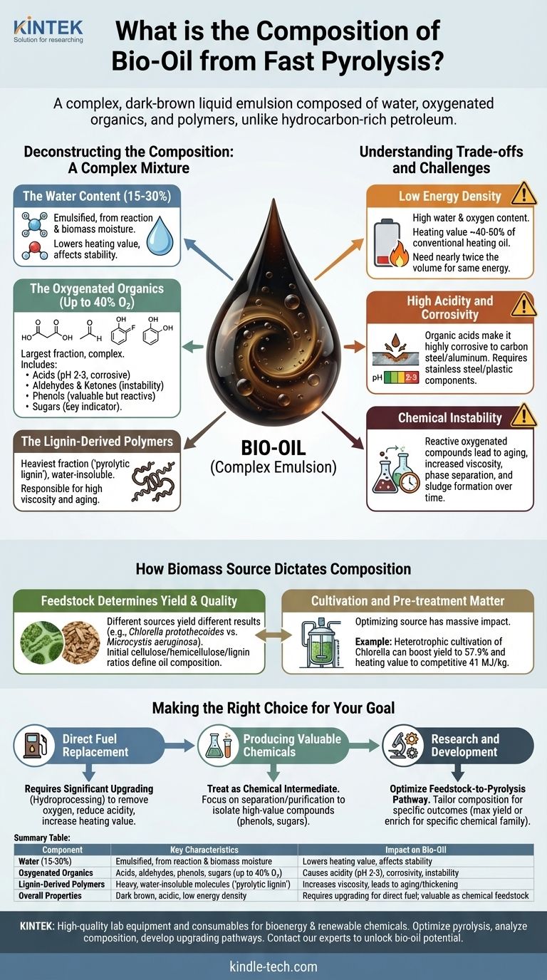 Quelle est la composition du bio-huile de pyrolyse rapide ? Libérer son potentiel en tant que matière première chimique renouvelable Guide Visuel