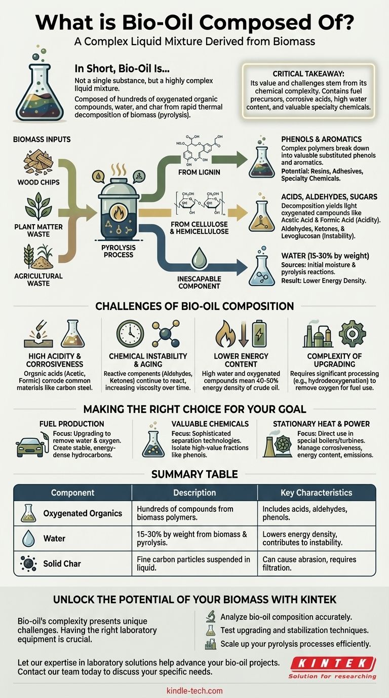 바이오 오일은 무엇으로 구성되어 있나요? 지속 가능한 연료의 복잡한 화학 시각적 가이드